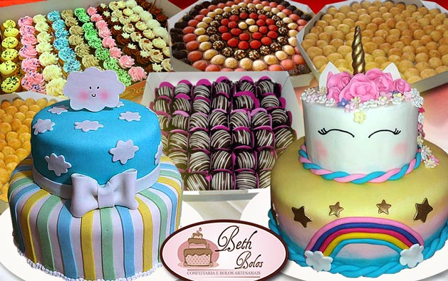 KIT Mini Bolo Balões (masculino) + 16 doces - Piece of Cake