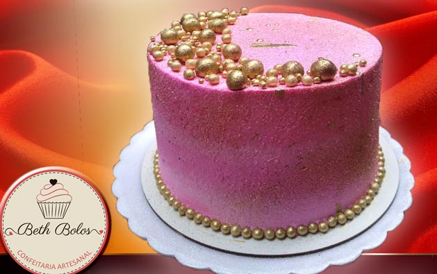Bolo Rosa com Glitter, Glow Cake